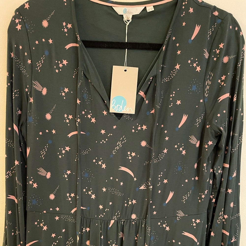 Boden green and pink midi dress size 8